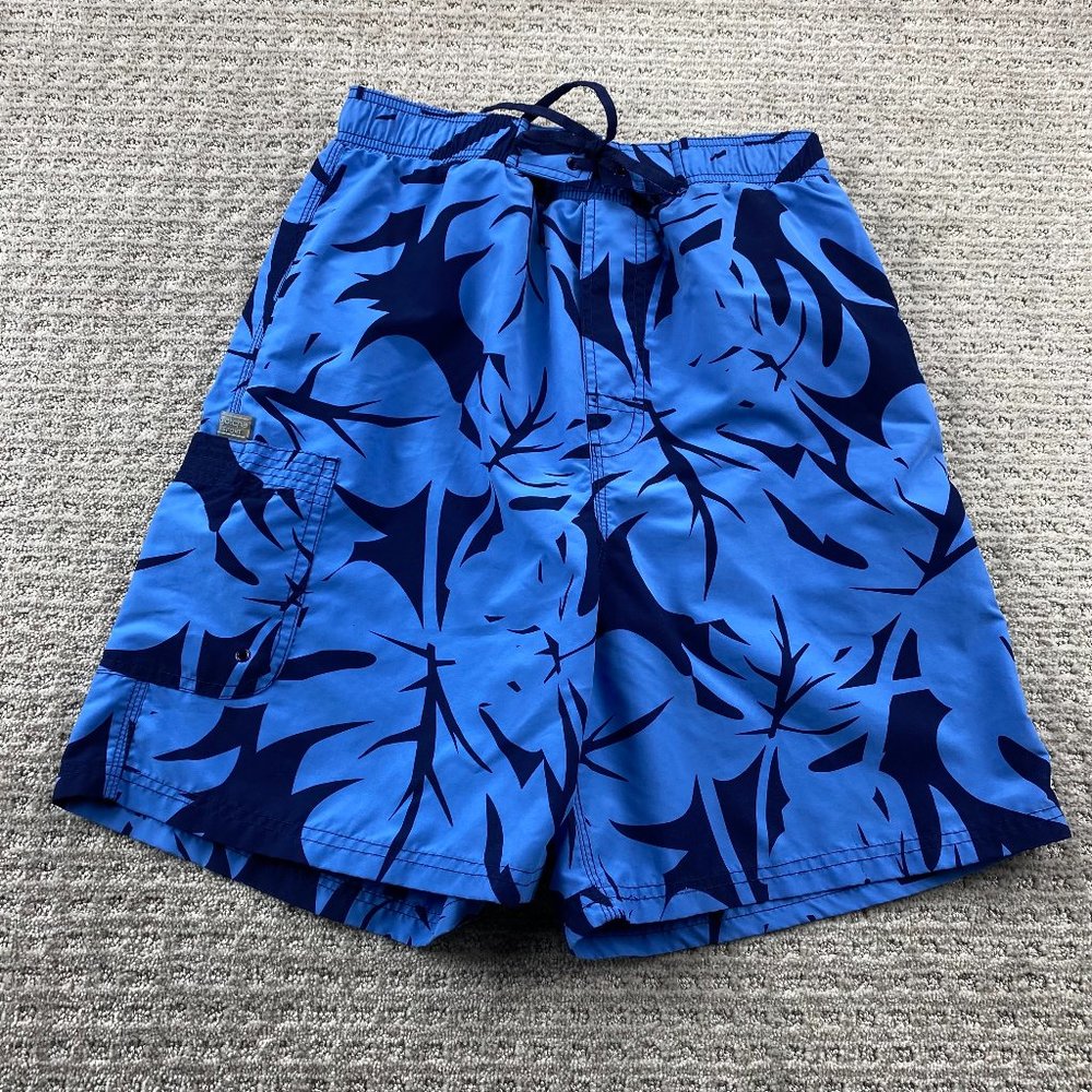 Gotcha Sport Swim Trunks Men Medium M Blue Floral Board Shorts Stretchable Waist